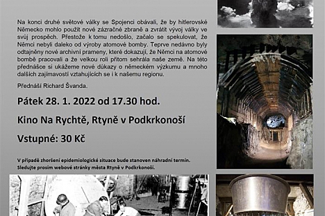 Město Rtyně v Podkrkonoší zve na přednášku - Německá atomová bomba a role Protektorátu Čechy a Morava