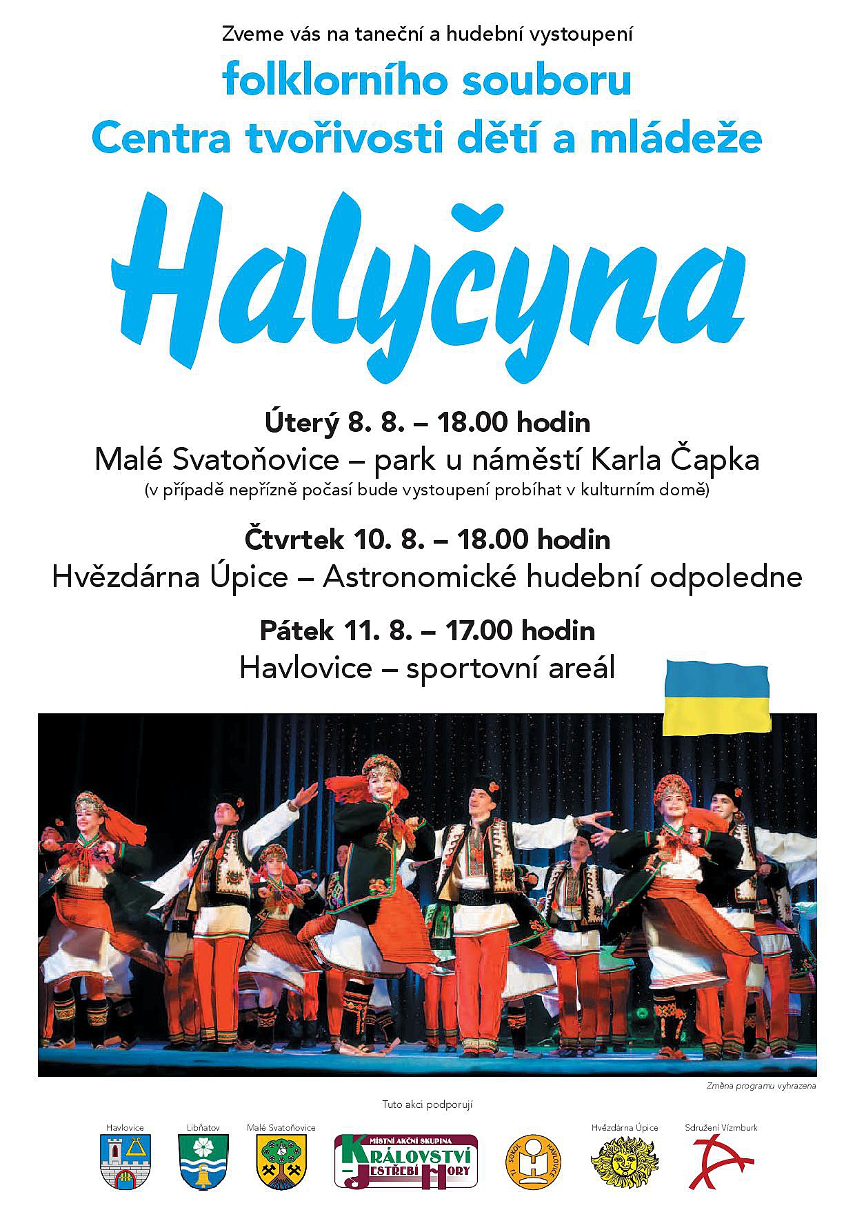 Taneční a hudební vystoupení folklorního soboru Halyčyna