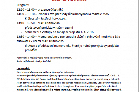 Společné setkání zřizovatelů a ředitelů MŠ a ZŠ z území Trutnovska