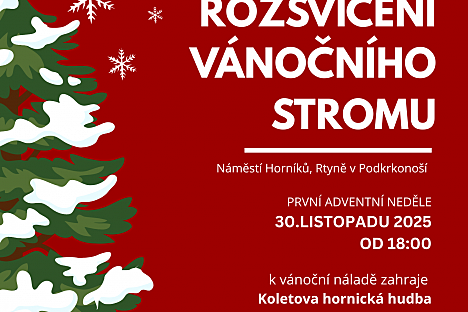 Rozsvícení vánočního stromu ve Rtyni v Podkrkonoší