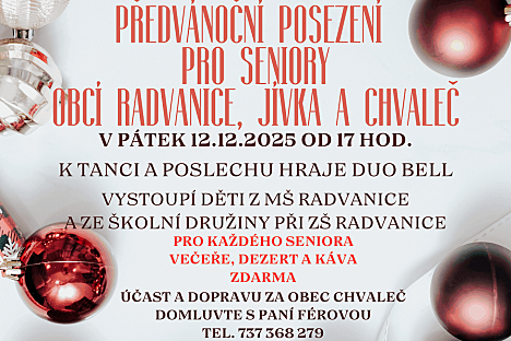 Předvánoční posezení seniorů z Radvanic, Jívky a Chvalče