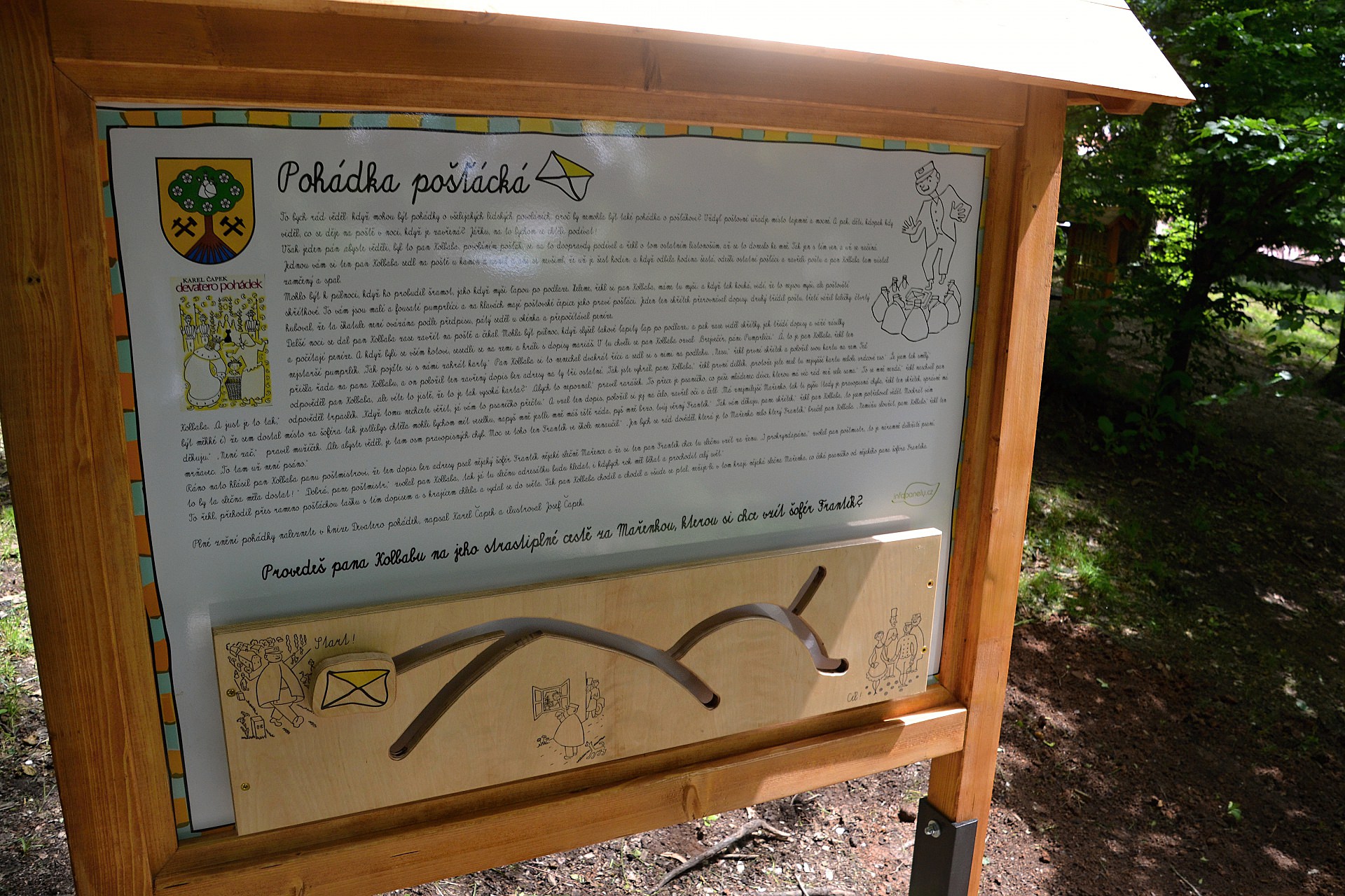 Interaktivní tabule v parku v Malých Svatoňovicích