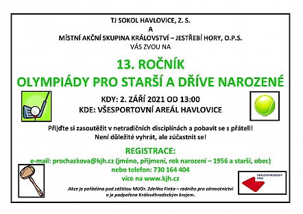 Olympiáda pro starší a dříve narozené 2021